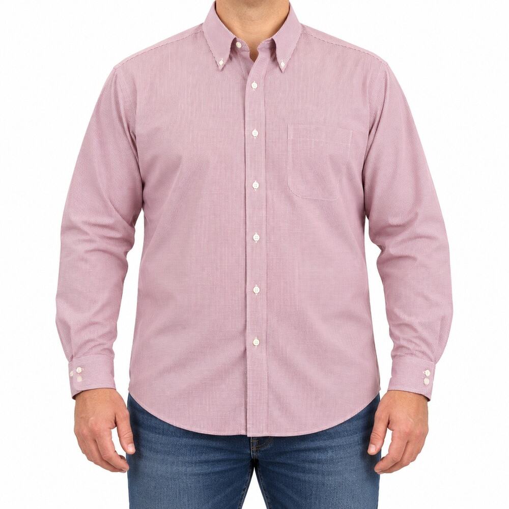 Brooks Brothers Regent Dress Shirt Mens 17 32/33 Red Gingham Non Iron Cotton
